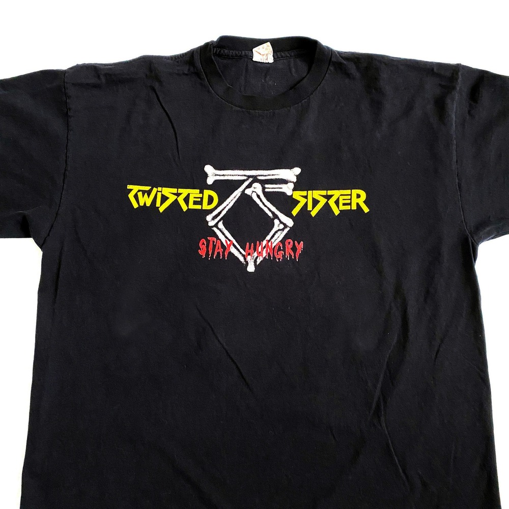 Vintage Twister Sister Stay Hungry I Wanna Rock T-Shirt Black Size‎ XL Rare 80s